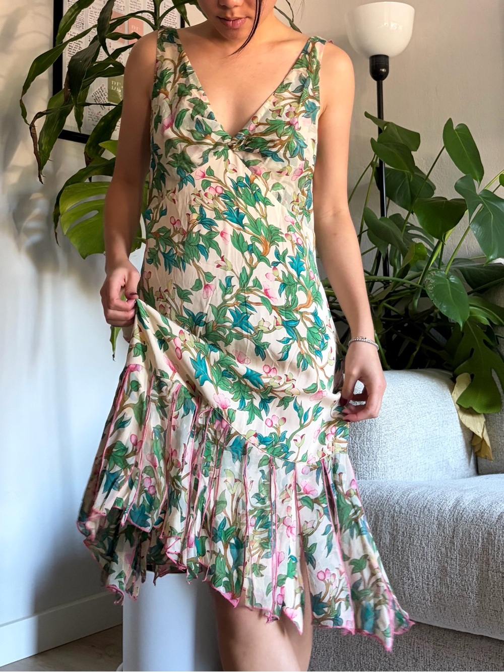 Vintage DVF Diane von Furstenberg Silk Floral Low Back Dress